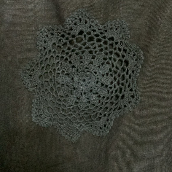 Steel Pony Women 100% Linen Crochet Tye Dyed Dark Blue Asymmetrical Dress XL - Picture 6 of 14